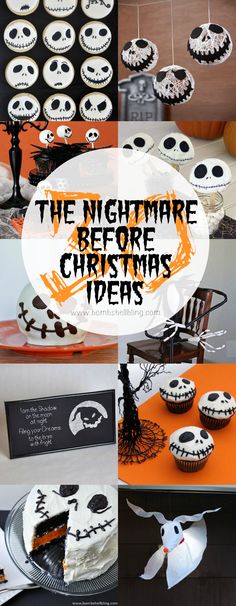 a collage of halloween themed cakes and cupcakes with the words, the nightmare before christmas ideas