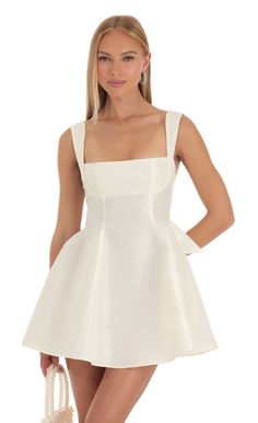 Foxie Fit and Flare Dress in Ivory | LUCY IN THE SKY Summer Corset, Mid Skirt, Dress Y2k, Sleeveless Skirt, Y2k Summer, Princess Dresses, Clubwear Dresses, Dress A Line, Grad Dresses