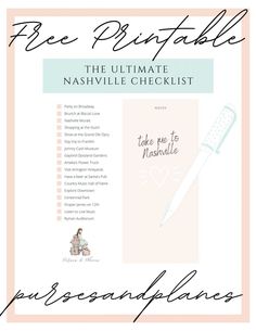 the ultimate nashville checklist for free printables