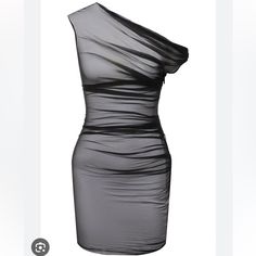 Impossible To Get And A True Collectors Piece - You Will Not Find This Anywhere Else Off One Shoulder, See Through Soft Fine Mesh, Body Hugging Fit, Mini Dress Comes W Authenticity Tags Elegant Sheer One-shoulder Mini Dress, Sheer One Shoulder Mini Dress, Black Sheer One-shoulder Dress, Chic Sheer Draped Dress, Chic Sheer One-shoulder Dress, Black Versace Dress, Versace Dresses, Versace Runway, Versace Blue