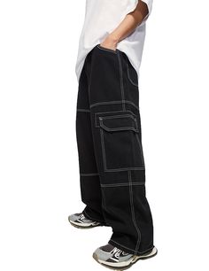 PRICES MAY VARY. Material: denim cargo pants , vintage baggy jeans is made of cotton,polyester.comfortable and breathable, soft and cool to wear, gives a good feel and look, Design: Solid color, wide leg, pockets, skateboard pants,denim cargo pants, hip hop jeans,punk jeans, Match: oversized jeans, vintage baggy jeans can match a simple T-shirt, sweatshirt or tank top. mens gothic pants make you look young, energetic and fashion, Ideal Gift: This baggy ripped jeans will be the great gift for you Black Cargo Pants Men Outfit, Y2k Baggy Jeans Men, Streetwear Pants For Men, Baggy Jeans For Boys, Grunge Male Fashion, Alternative Men’s Fashion, Mens Baggy Jeans Outfit, Cargo Pants Outfit Men Streetwear, Nigel West