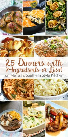 the cover of 25 dinners with ingredients or less on mellisa's southern style kitchen