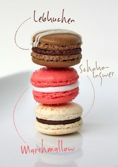 a stack of three macaroons sitting on top of each other