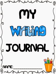 a writing journal with the words my writing journal written in blue and black on it