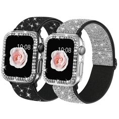 PRICES MAY VARY. [Compatible Model]: It fits full-size wrists (4.5inch-9.5inch). Compatible with Apple Watch Band 40mm 41mm 44mm 45mm(iWatch Series 9 8 7 6 5 4 SE) for women. Please check watch’s back or the band itself for size references. [Shiny Design]: The shiny appearance greatly enhances the noble quality of the Apple Watch Band, the colors change and sparkle with every angle. Fashionable & charm, perfect for women and girl’s daily, workout and dressy occasions. [Bling Case]: Set with glit Bling Watch, Watch Engraving, Black Apple, Apple Watch Band, Apple Watch Series, Daily Workout, Apple Watch Bands, Watch Band, Screen Protector