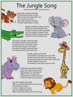 the jungle song with pictures of animals and other things to say in it's own language