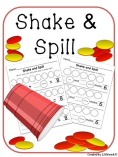 a red and yellow poster with the words shake and spill on it's side