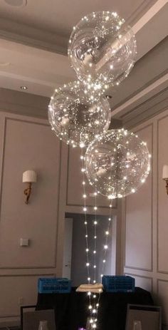 a chandelier hanging from the ceiling in a room