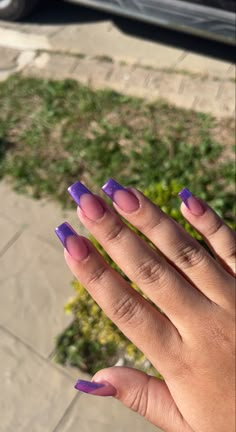 Sparkly Purple French Tip Nails, Dark Purple Nails French Tip, Purple Chrome French Tip Nails, Purple Glitter French Tip Nails, Dark Purple French Tip Nails, Purple French Nails, Sparkly French Tip Nails, Purple French Tip Nails, Purple French Tips