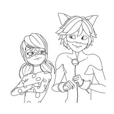 a coloring page with two cartoon characters