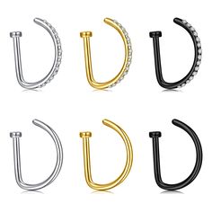 four different types of metal nose rings