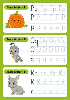 handwriting practice worksheet for children with animals and letter q royalty illustration stock photo