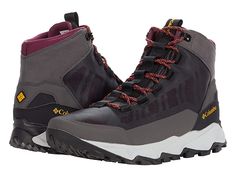 Columbia Flow Borough Mid - Men's Shoes : Dark Grey/Bright Gold : Explore the world in comfort and style when you're wearing Columbia Flow Borough Mid lace-up boots! OutDry waterproof, breathable construction keeps out the wet elements while providing a drier, more comfortable foot environment. Omni-Heat Reflective Thermal Reflective Warmth technology utilizes a breathable material with little silver dots that reflect body heat for excellent interior warmth and comfort. Waterproof breathable mem Gold Aviator Sunglasses, Women Rising, Bright Gold, Sneakers Grey, Body Heat, Explore The World, Sporty Style, Hiking Shoes, Aviator Sunglasses