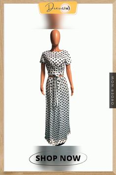 Fashion Women Plus Size Set Dot Short Sleeve Bandage Crop Tops Long Loose Skirts Summer Two Piece Set Polka Dot Fitted Summer Sets, Fitted Polka Dot Sets For Spring, Plus Size Set, Summer Two Piece, Bandage Crop Top, Skirts Summer, Long Crop Top, Two Piece Set, Two Piece Sets