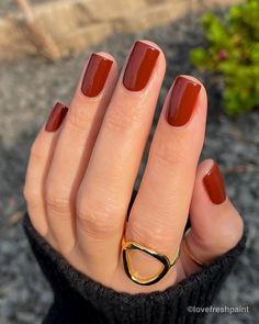 Cute Nails Square, Fall Nails Cute, Fall Nails Square, Red Orange Nails, Nails Essie, Nail Care Diy, Color Terracota, Orange Nail, Natural Nail Care