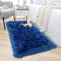 PRICES MAY VARY. Innovative Design and Style: People fall in love with the faux fur sheepskin area rug at first sight because of its unique design, soft and comfortable, rich in tactile appeal design rug distinct accent to your existing decor for best visual impact Premium Fluffy Decor Rug: This stylish furry rug has the extreme smooth touch, super soft fuzzy rug adds a touch of elegance to your kids room, take off your shoes and walk all around the bedroom, feeling the soft, thick carpet beneat Fluffy Rugs Bedroom, Princess Room Decor, Fluffy Rugs, Fluffy Carpet, Fuzzy Rug, Rugs Bedroom, Princess Room, Faux Fur Rug, Children Play