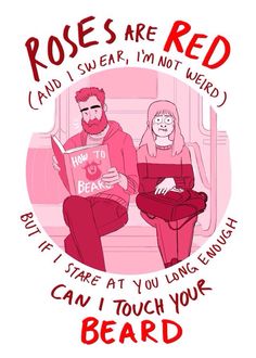 two people sitting on a couch with the words roses are red and i swear, i'm not weird