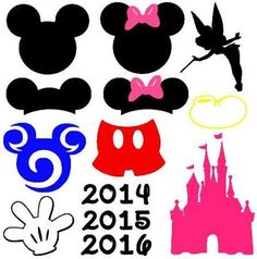 mickey mouse and minnie mouse ears for the 2013 disney world calendar, as well as other silhouettes