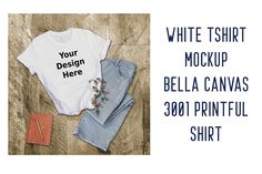 white tshirt mock mock up t - shirt with blue jeans