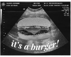 a black and white photo of a cheeseburger with the words it's a burger