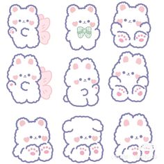 some cute little teddy bears with different expressions