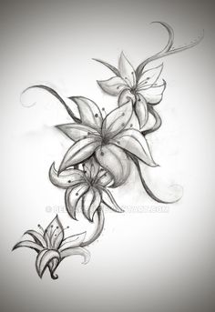 a pencil drawing of flowers on a white paper with the words, i love you