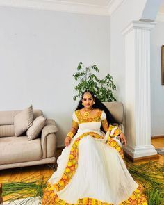 Heavenly Look with Traditional Ethiopian Dress Habesha Dress, Ethiopian Dress, Personal Celebration, Wedding Dress Chiffon, Dresses Chiffon, Dresses Xxl, Dress Yellow, Wedding Dresses Simple, Turks And Caicos Islands