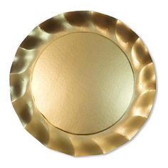 a gold plate with circles on it