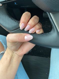 Short Sns Almond Nails, Neutral Round Acrylic Nails, Real Almond Nails, Rounded Long Nails, Oval Nails Medium Length, Almond Nails Pale Skin, Classic Gel Nails, Cute Round Nails