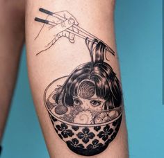 South Korean Tattoo, Korean Tattoo, Korean Tattoo Artist, Surreal Tattoo, Food Tattoos, Korean Tattoos, 4 Tattoo, Inspiration Tattoos