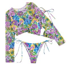 Please refer to our sizing chart for a guideline when choosing a size. 5 business days order processing time. 90% polyester 10% spandex. Long Sleeve Tankini For Swimming, Long Sleeve Tankini For Swimming Beachwear, Long Sleeve Floral Print Stretch Swimwear, Long Sleeve Beachwear Tankini For Swimming, Long Sleeve Swimwear For Spring Pool Season, Fitted Two-piece Swimwear For Poolside, Spring Beachwear Sets With Stretch, Stretch Beachwear Sets For Spring, Trendy Floral Print Swimwear