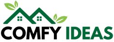 the comfy ideas logo is shown in green and black letters on a white background