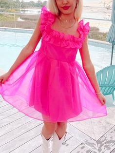 Raquelle Pink Dress | Sassy Shortcake | sassyshortcake.com Pink Organza Dress, Dress Twirl, Pink Babydoll Dress, Nashville Outfit, Swift Outfits, The Barbie Movie, Pink Babydoll