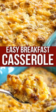 Breakfast Casserole on a plate Eggs With Sausage, Hashbrown Potatoes, Benedict Recipe, Easy Breakfast Casserole, Easy Breakfast Casserole Recipes, Potatoes And Cheese, Bacon Casserole, Morning Meals, Breakfast Casserole Recipe