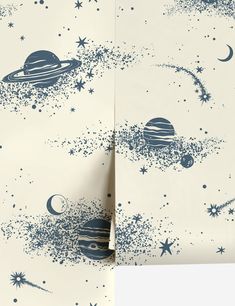 an image of space themed wallpaper with stars and planets in the sky on white paper