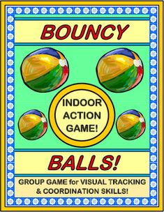 an advertisement for bouncy in action game balls