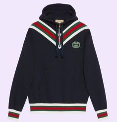 ad eBay - Find many great new & used options and get the best deals for Gucci Cotton Jersey Dark Blue/Green and Red Web Hooded Sweatshirt at the best online prices at eBay! Free shipping for many products! Gg Marmont Bag, Gucci Hoodie, Web Detail, Red Web, Hooded Tops, Green And Red, Cotton Hoodie, Womens Activewear, Half Zip