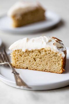 a piece of cake on a plate with a fork