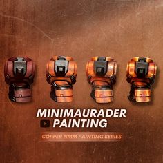 the minimaurader painting kit includes copper, brown and black paint colors on it