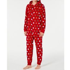 New With Tags Macy's Family Pjs Intimates Red Holiday Sleepwear Color Santa&Friends Size Men-Xl 155n 151j 150n Length: Hits At Ankle Texture: Cozy Fleece Special Features: Cuffed Sleeves And Hem Closure: Front Zip Closure Neckline: Hooded Sleeve Length: Long Sleeves Polyester Machine Washable Imported Cute Couples Christmas Pajamas Pants, Pajamas Matching, Family Pjs, Onesie Pajamas, Matching Family Pajamas, Red Fleece, Holiday Pajamas, Plus Size Designers, One Piece Pajamas