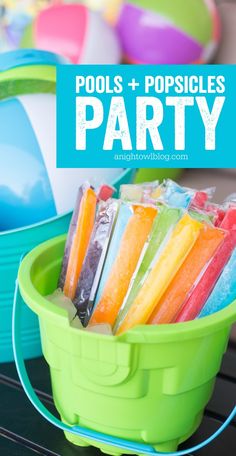 pool and popsicles party with text overlay