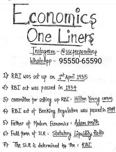 a piece of paper with writing on it that says economic one liners and the words