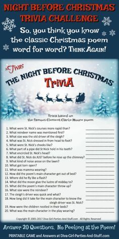 the night before christmas trivia