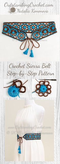 the instructions for how to make a crochet belt with beads and tassels