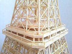 a wooden model of the eiffel tower