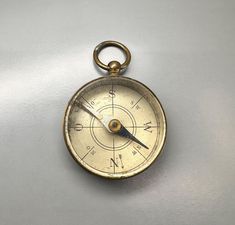 an old brass compass on a white background