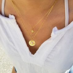 "An opalescent center stone adds to the striking found-object aesthetic of a sunburst-etched coin pendant necklace. ♥ Measurement of pendant: 18 mm tall and width (gold plated) ♥ Available in 16\", 18\", 20\", 22\" and 24\" figaro chain length (gold plated on the top of 925 sterling silver) ♥ Width of figaro chain: 1.5 mm ♥ Spring ring clasp ♥ Nickel free ♥ All items are packed inside an elegant Gold Spoon jewelry box. If you are purchasing a product to send as a gift, we can send the product di Dainty Figaro Chain For Jewelry Making, Figaro Chain Jewelry With Round Pendant As Gift, Figaro Chain Necklace With Round Pendant For Gifts, Gift Necklaces With Figaro Chain, Spiritual Necklace With Satellite Chain Gift, Necklace Gold Pendant, Necklace Sun, Necklace Everyday, Necklace Opal