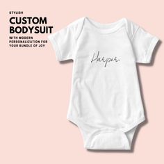 Modern Script Trendy Cute Script Handwriting Style Script Handwriting, Handwriting Styles, One Piece Bodysuit, Baby One Piece, Personalized Baby