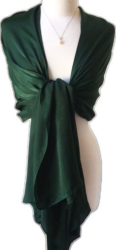 Green Pashmina Shawl For Wedding, Formal Green Silk Scarves, Green Silk Scarves For Formal Occasions, Elegant Silk Draped Dupatta, Elegant Draped Silk Dupatta, Elegant Green Pashmina Shawl, Elegant Green Satin Silk Scarf, Elegant Silk Scarves In Traditional Drape, Elegant Silk Scarves With Traditional Drape