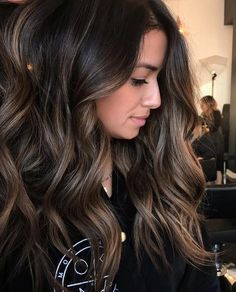 Baby Lights On Dark Hair, Baby Lights Hair Brunette, Baby Lights, Light Highlights, Brunette Balayage, Hair Color Highlights, Ash Brown